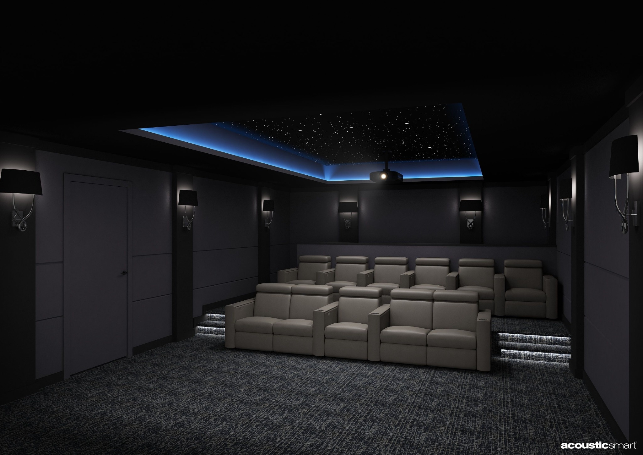 Acoustic Smart theater seating and acoustic treatment installation