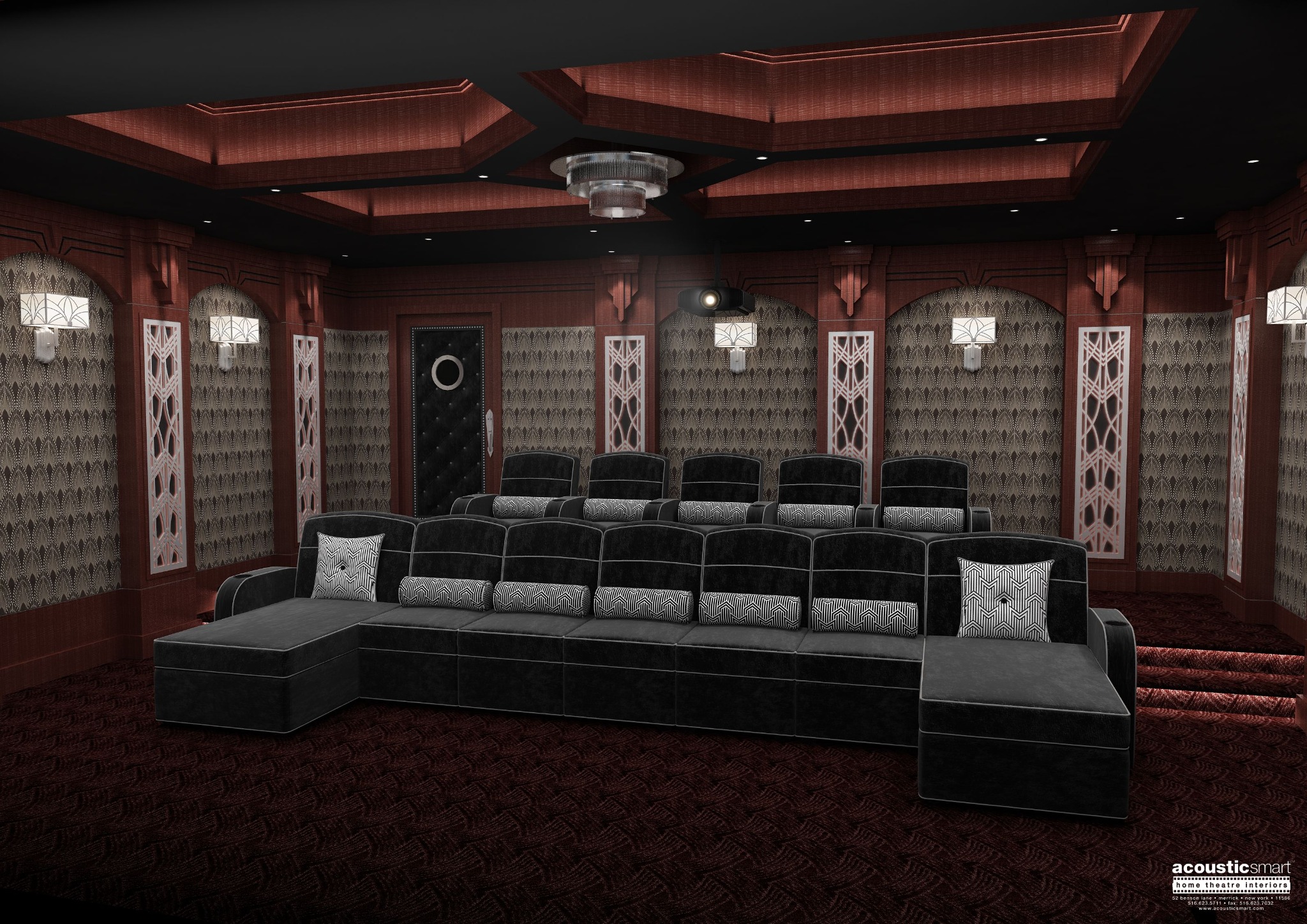 Luxury private cinema using Acoustic Smart room finishing solutions