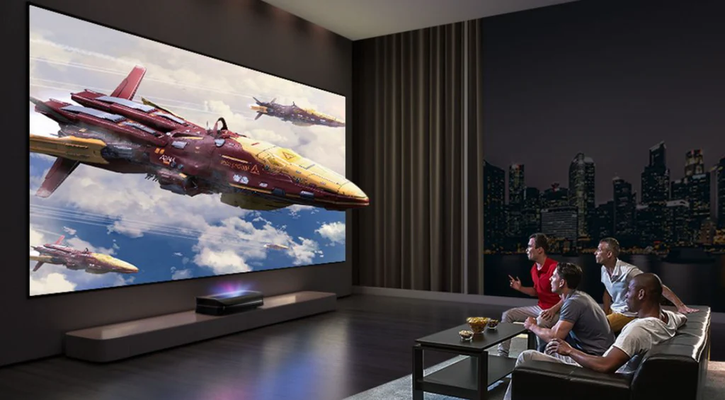 Large-screen entertainment setup using AWOL Vision projection