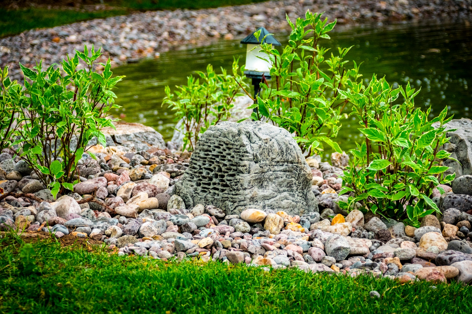 Pool and patio audio system using Rockustics speakers